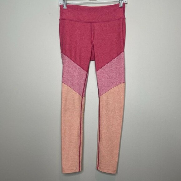 Outdoor Voices Pink Tri Color Colorblock Spring Leggings Size Small - Picture 1 of 6